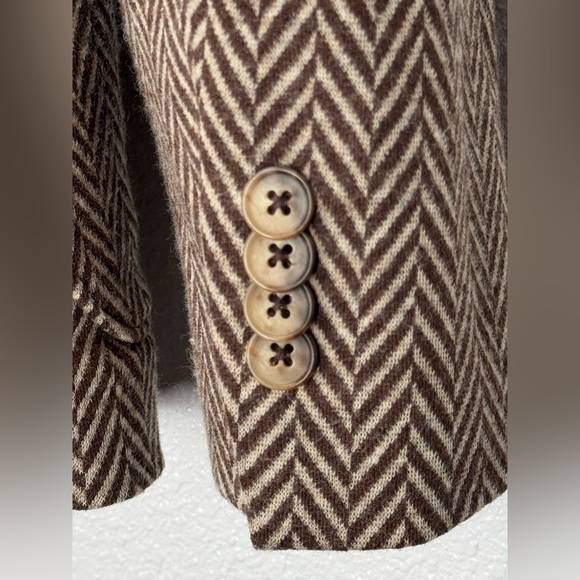 Polo by Ralph Lauren Blue Label Single Breasted Tan Herringbone Blazer 10 - Picture 5 of 15